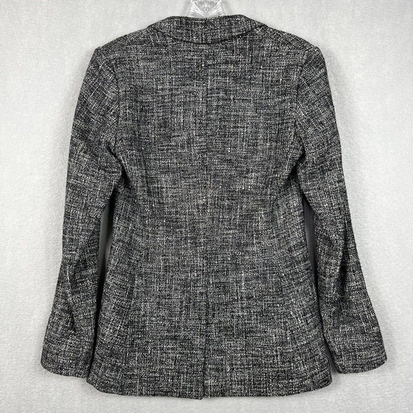Theory Oversized Blazer Jacket Size 0 Black/Gray tweed Single Breast Office - Picture 12 of 13